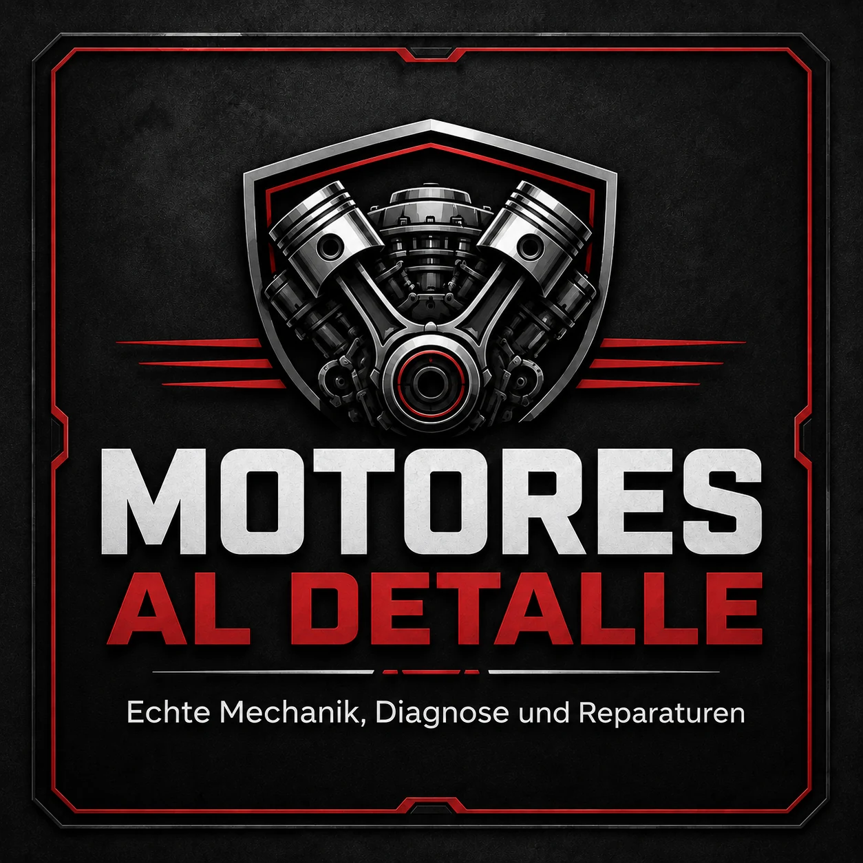 Visuelle Identität von Motores al Detalle mit dem Leitsatz Echte Mechanik, Diagnose und Reparaturen