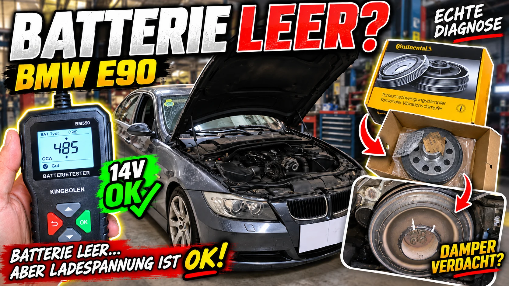 BMW E90 bei der Diagnose einer sich entladenden Batterie