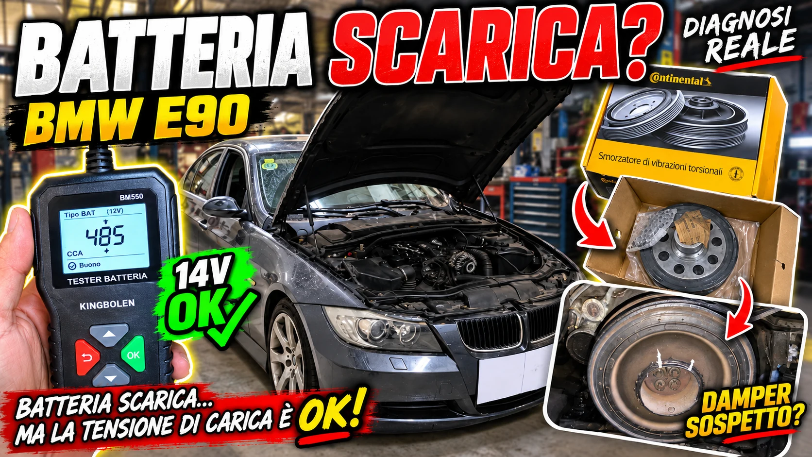 BMW E90 durante la diagnosi di una batteria che si scarica