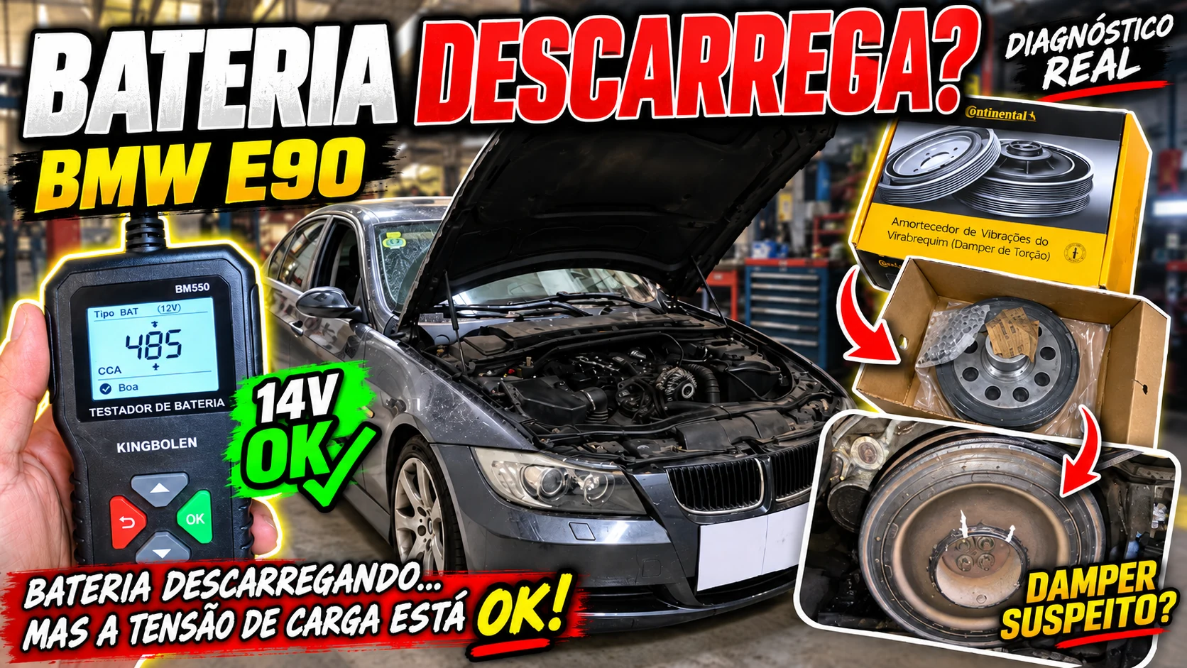 BMW E90 durante o diagnóstico de uma bateria que descarrega