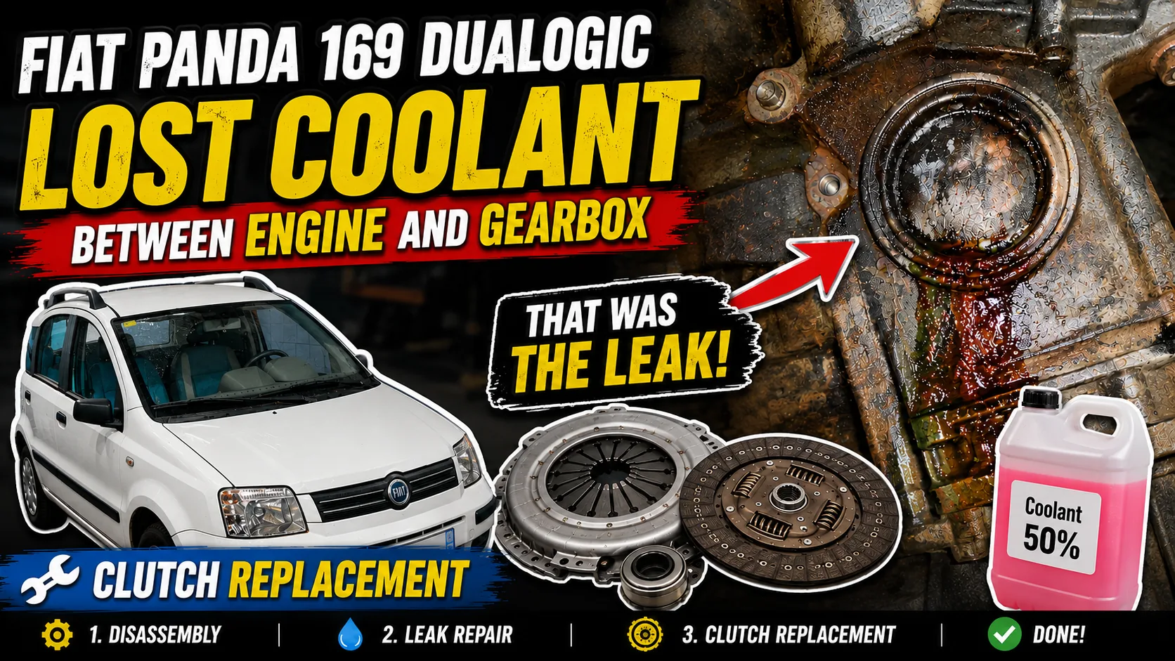 Fiat Panda 169, clutch and coolant leak area