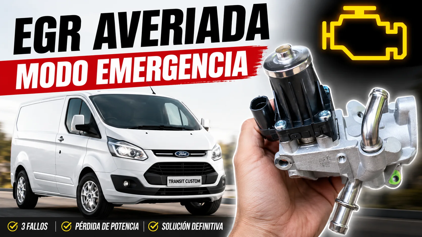 Ford Transit y válvula EGR mostrada durante la reparación