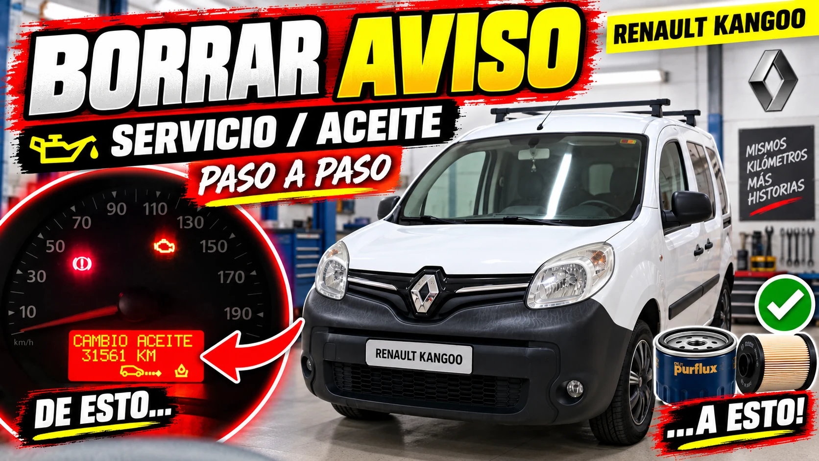 Renault Kangoo durante el reset del mantenimiento y cambio de aceite