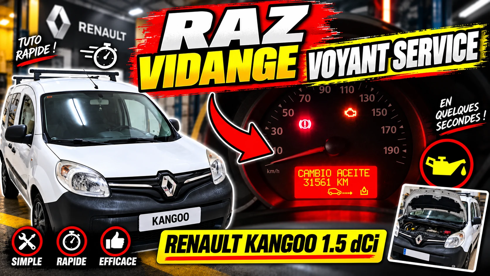 Renault Kangoo pendant la réinitialisation de l’entretien et de la vidange