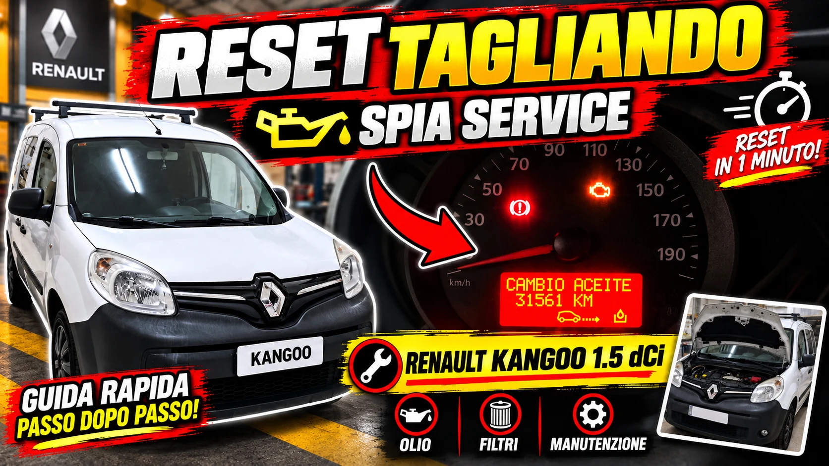 Renault Kangoo durante il reset della manutenzione e del cambio olio