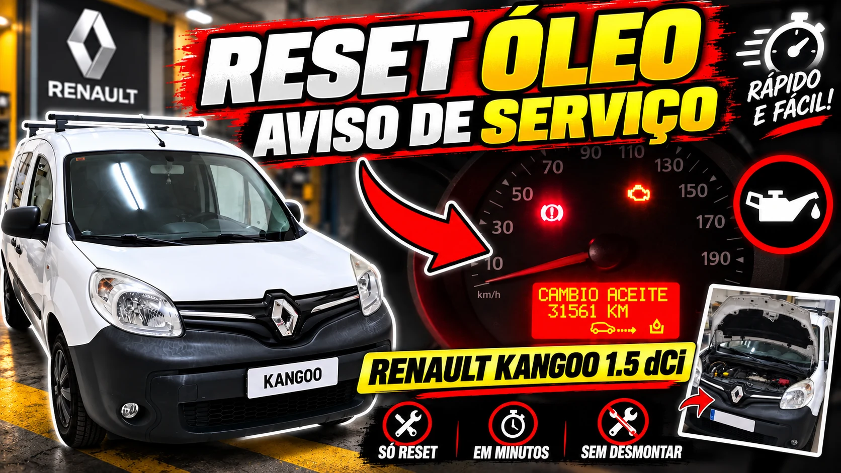 Renault Kangoo durante o reset da manutenção e da troca de óleo